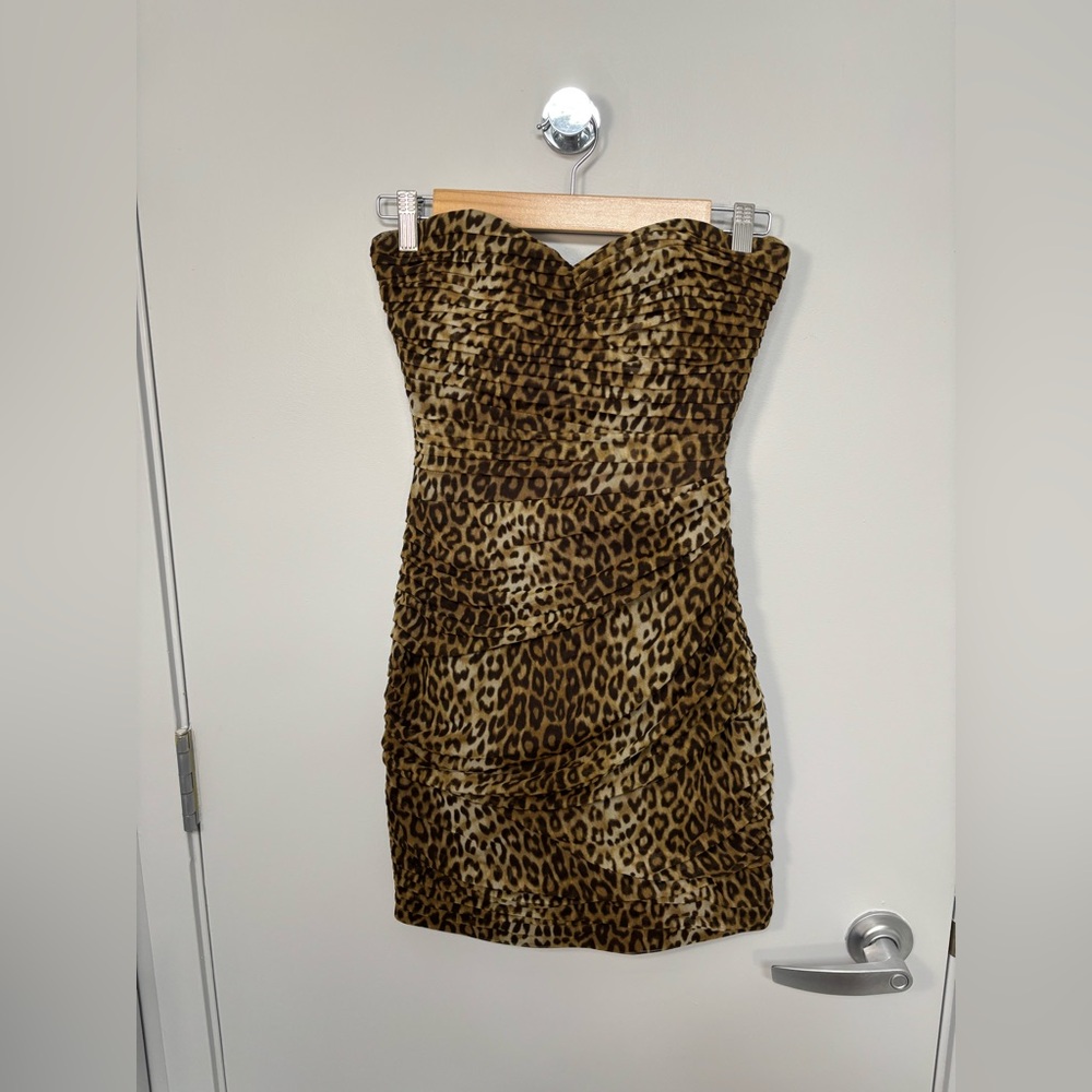BCBG MaxAzria Winnie - Strapless Leopard Mini Dress